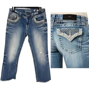 Miss Me Signature Shine Cuffed Capri Embellished Jeans